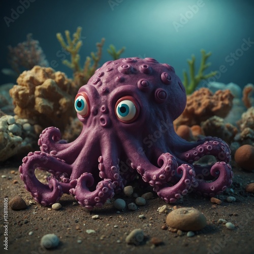 Discover the joyful journey of an octopus through a sea of colorful clay creations photo