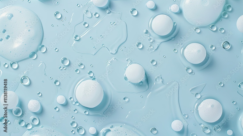White circular patterns on a light blue background White circular patterns on a light blue background