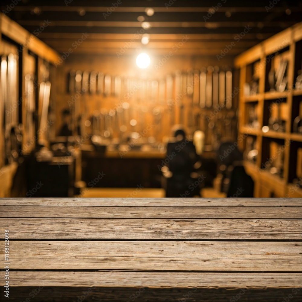 An empty wooden tabletop with a blurred background of tool rooms, An empty wooden tabletop with a blurred background of tool rooms An empty wooden tabletop with a blurred background of tool rooms, An empty wooden tabletop with a blurred background of tool rooms