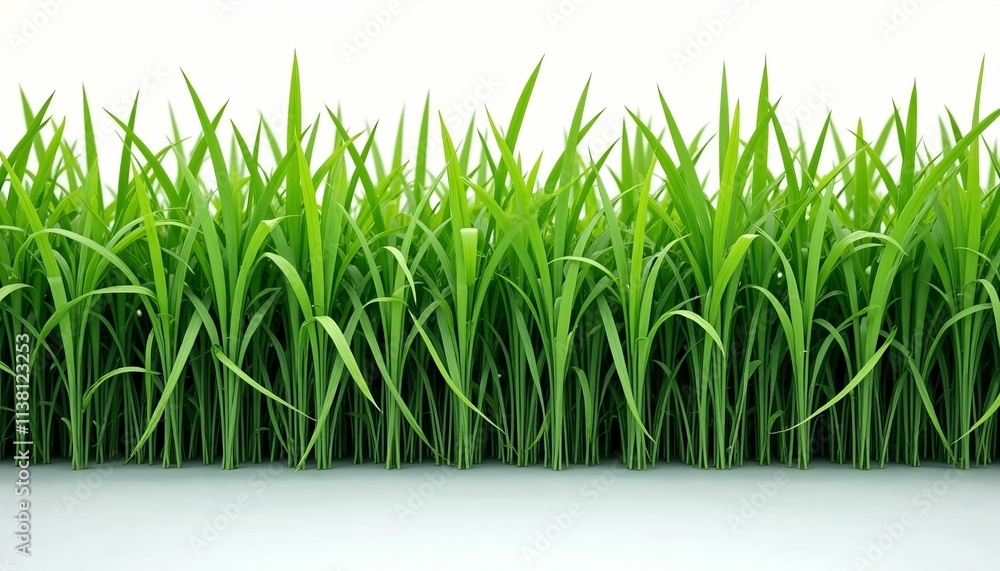 Detailed photorealistic render of dense green grass isolated on white background Detailed photorealistic render of dense green grass isolated on white background