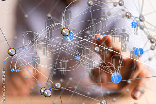 Global network. Blockchain. 3D illustration. Neural networks and artificial intelligence. Abstract