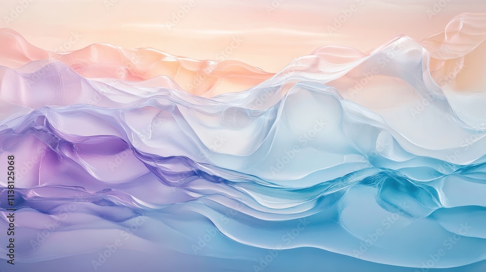 Abstract fluid landscape in pastel gradient shades of lavender, pink, and blue with flowing smooth waves and soft atmospheric texture Abstract fluid landscape in pastel gradient shades of lavender, pink, and blue with flowing smooth waves and soft atmospheric texture
