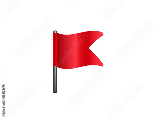A vibrant red flag is attached to a black pole, symbolizing caution or alertness.