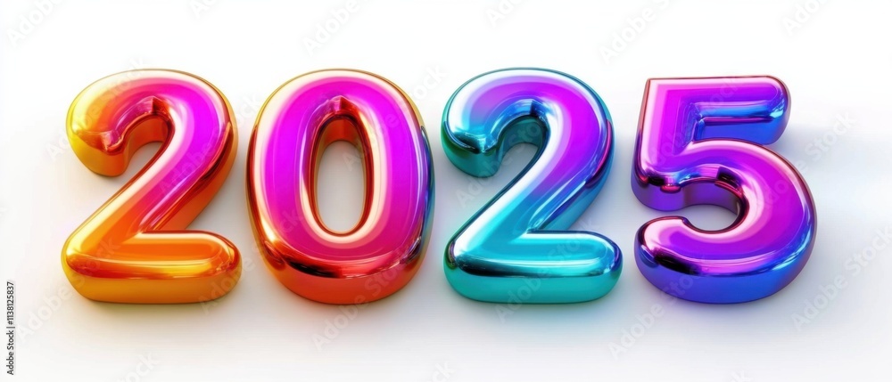 Vibrant Rainbow 2025 New Years Number Design, Festive Holiday Celebration Vibrant Rainbow 2025 New Years Number Design, Festive Holiday Celebration