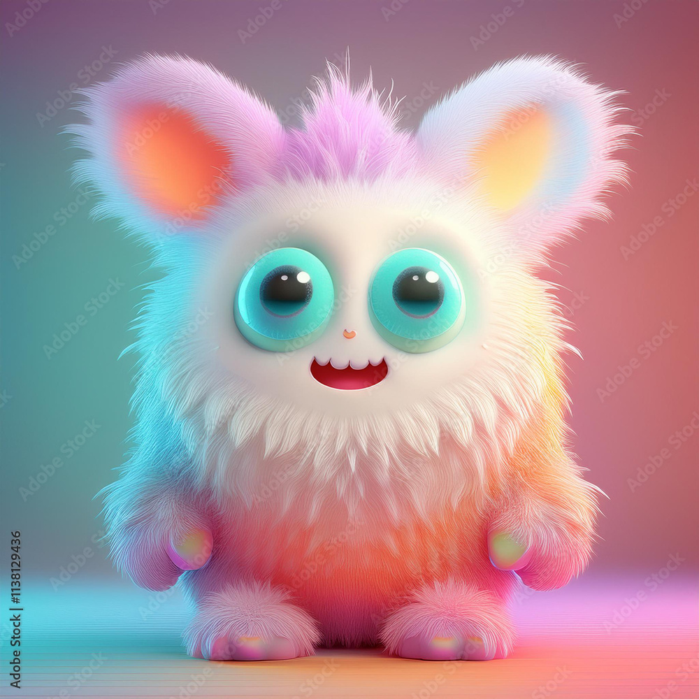 Fototapeta premium Cute fluffy monster
