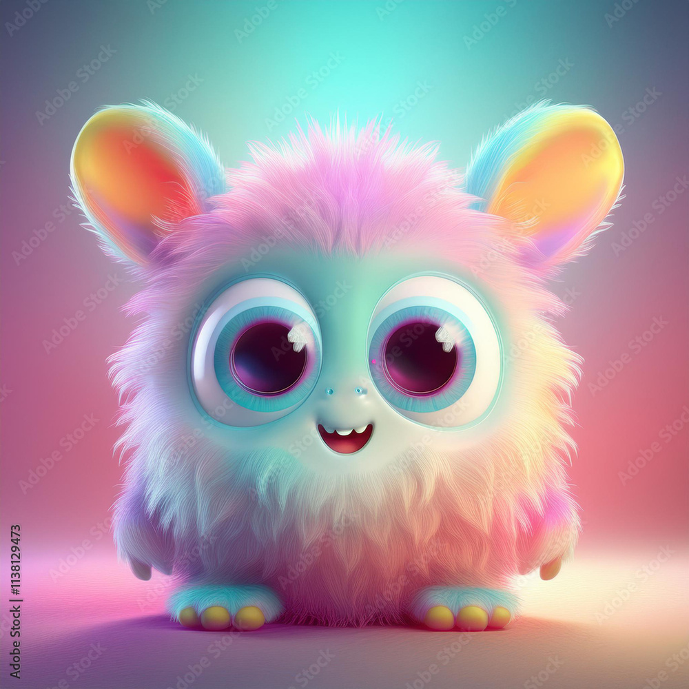 Fototapeta premium Cute fluffy monster