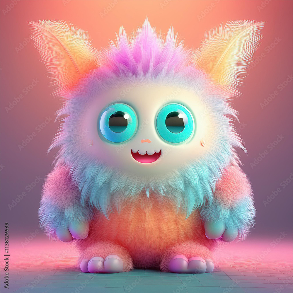 Obraz premium Cute fluffy monster