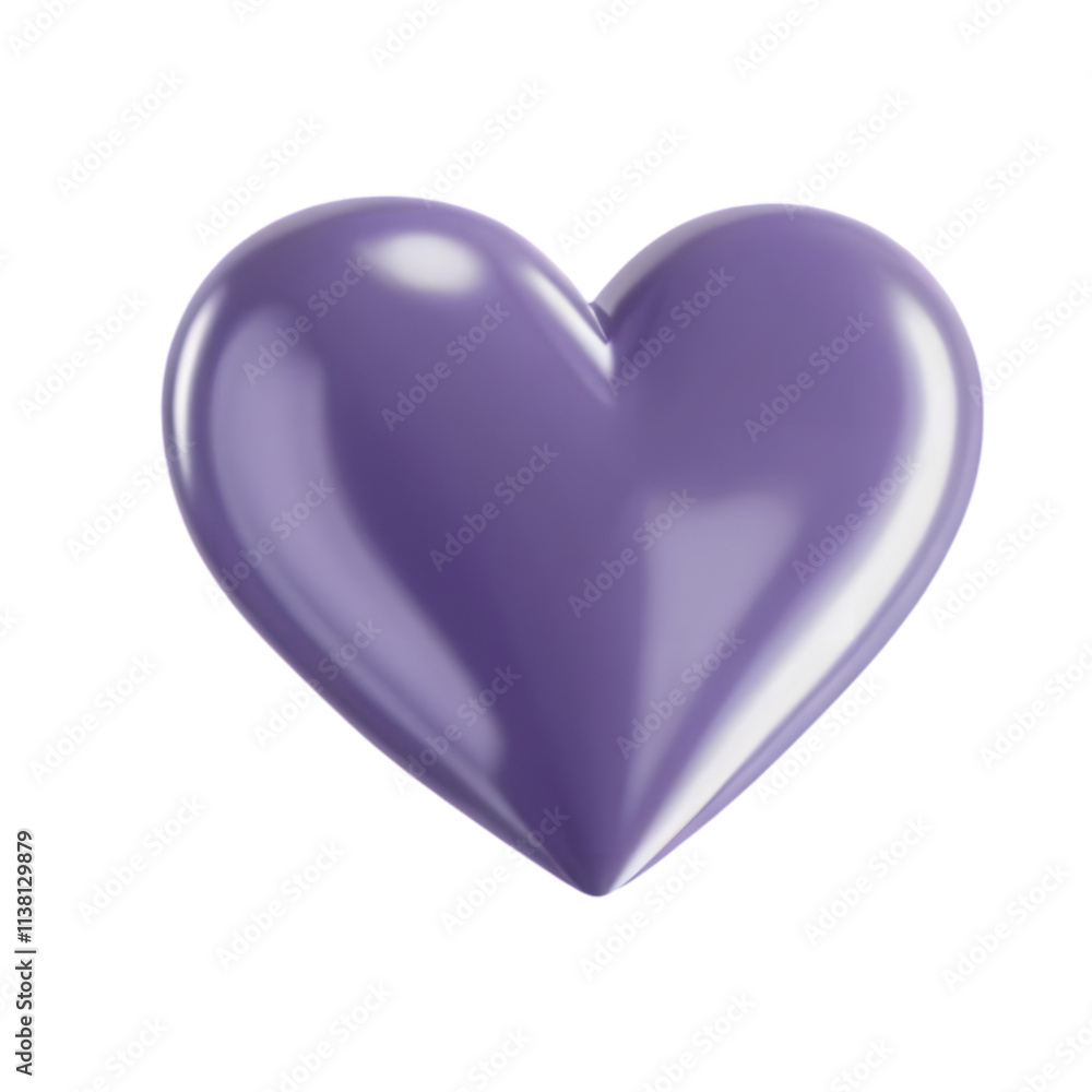 A purple heart is shown with a glossy finish. A purple heart is shown with a glossy finish.