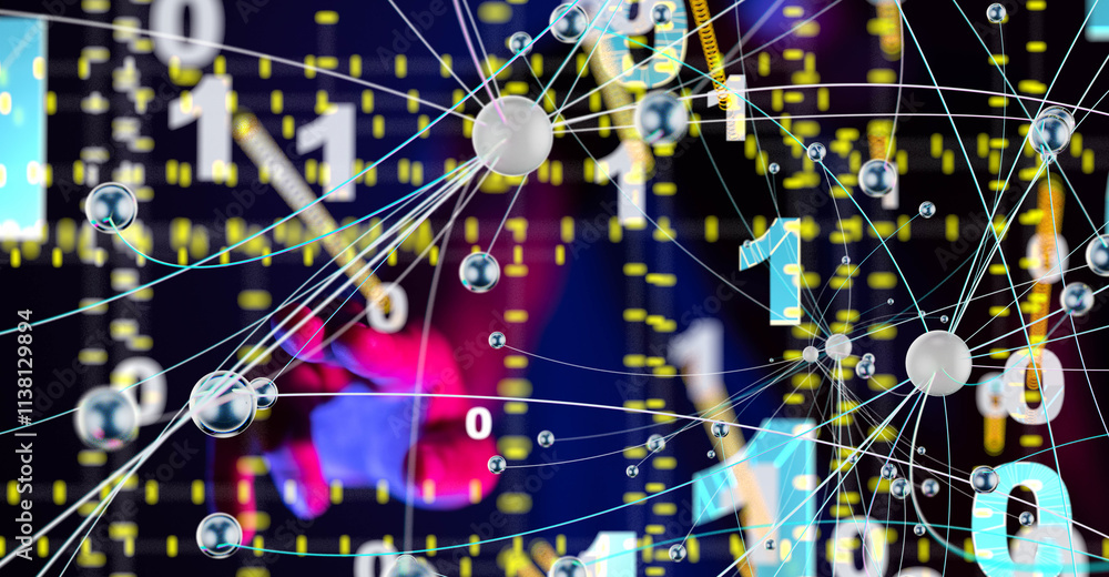 Global network. Blockchain. 3D illustration. Neural networks and artificial intelligence. Abstract Global network. Blockchain. 3D illustration. Neural networks and artificial intelligence. Abstract