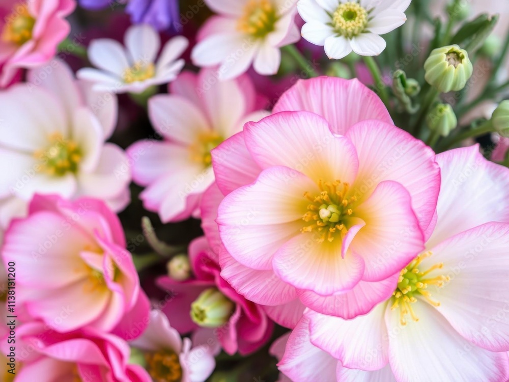 Close-up of beautiful pink and white ranunculus flowers in full bloom, blossom, fresh, floral Close-up of beautiful pink and white ranunculus flowers in full bloom, blossom, fresh, floral