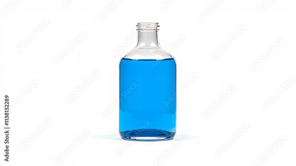 Blue Liquid Bottle - Isolated, High-Quality, Detailed, Studio Shot