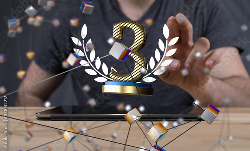 3rd place letter in 3d in hand