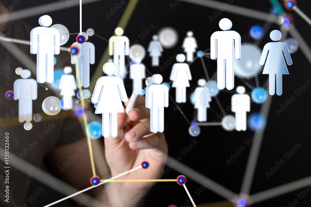 holding 3D rendering group of blue people holding 3D rendering group of blue people