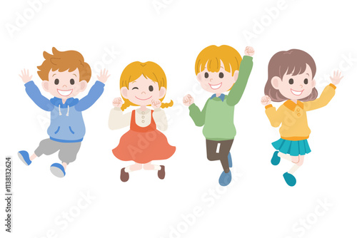 元気にジャンプする子供たち