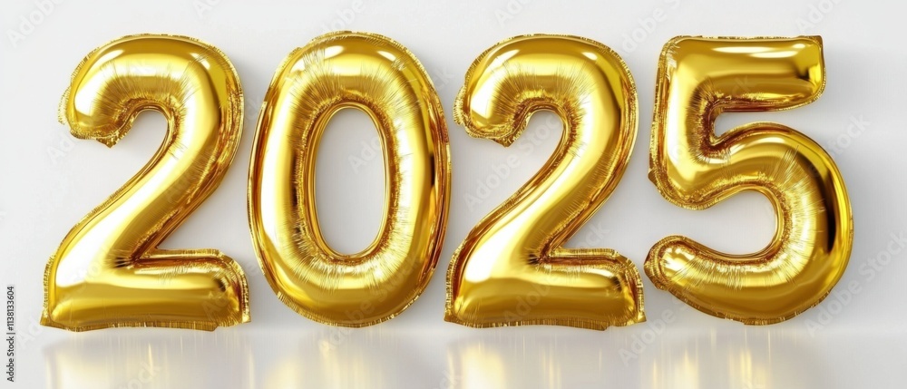 Gold Balloons Forming 2025: New Years Celebration Stock Photo Gold Balloons Forming 2025: New Years Celebration Stock Photo