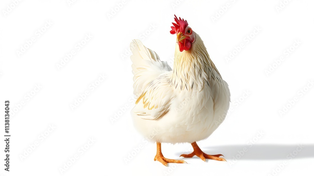 Fototapeta premium Chicken Isolated, White Background, Photorealistic, High-Quality, Food Photography, Poultry, Farm Fresh, Bright, Detailed