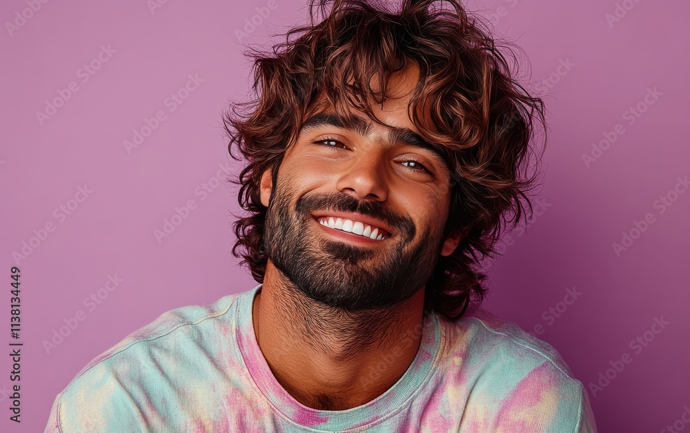 man smiling with sweatshirt in color background man smiling with sweatshirt in color background