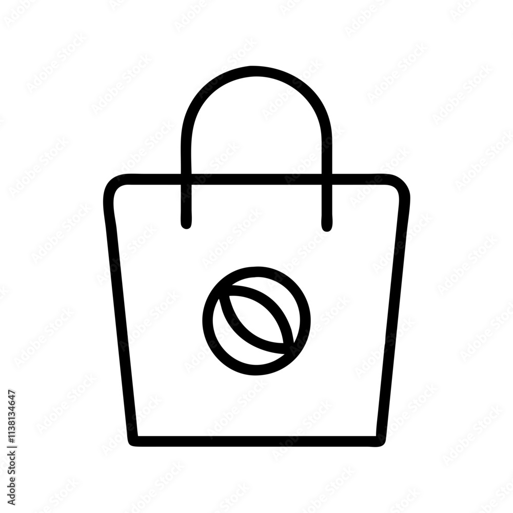 shopping bag with logo icon, small business line art, business icon - simple black line art icon of shopping bag with logo, for small business celebrations. business vector art. shopping bag with logo icon, small business line art, business icon - simple black line art icon of shopping bag with logo, for small business celebrations. business vector art.