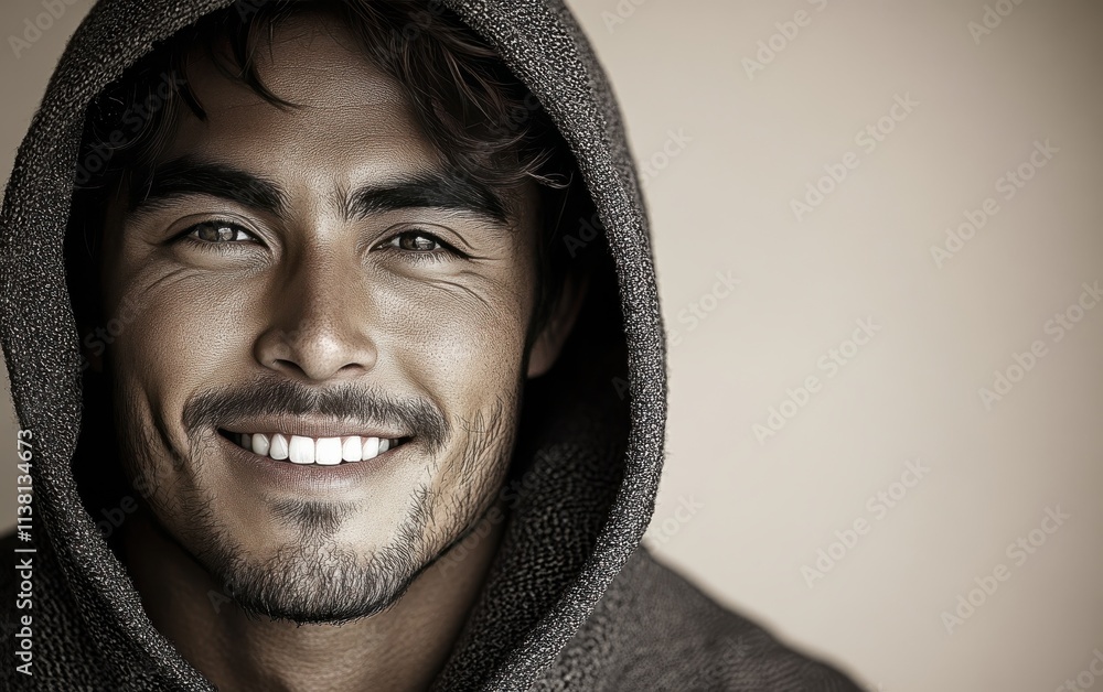 man smiling with sweatshirt in color background man smiling with sweatshirt in color background