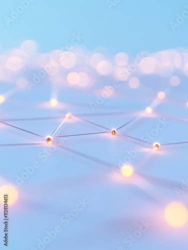 Geometric Connections in Snowy Neon Landscape Abstract Concept of Blockchain Technology and Secure Transactions photo