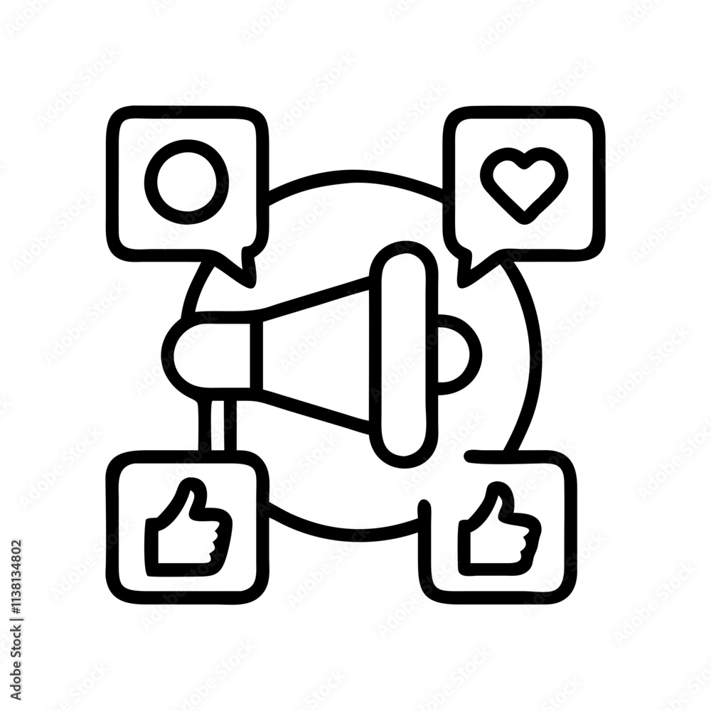 social media marketing icon, small business line art, business icon - simple black line art icon of social media marketing, for small business celebrations. business vector art. social media marketing icon, small business line art, business icon - simple black line art icon of social media marketing, for small business celebrations. business vector art.
