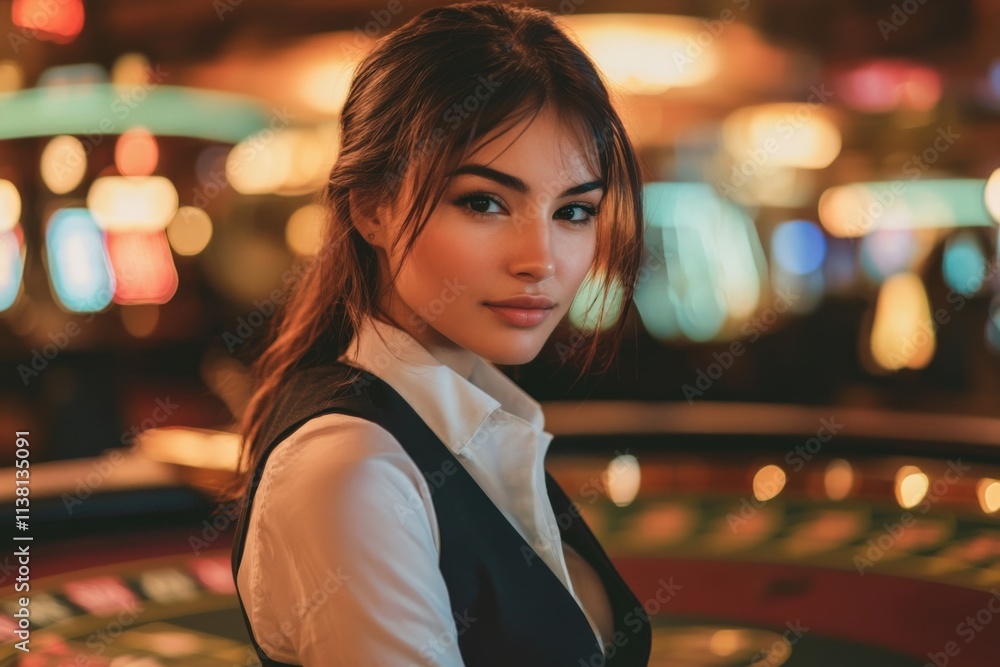 woman in casino with a blurred background woman in casino with a blurred background