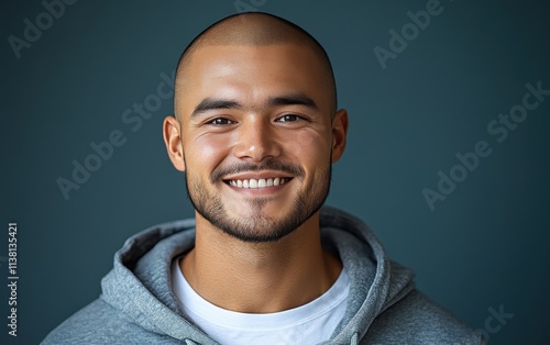 man smiling with sweatshirt in color background