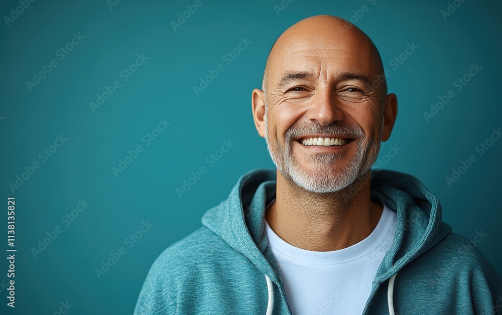 Obraz premium man smiling with sweatshirt in color background