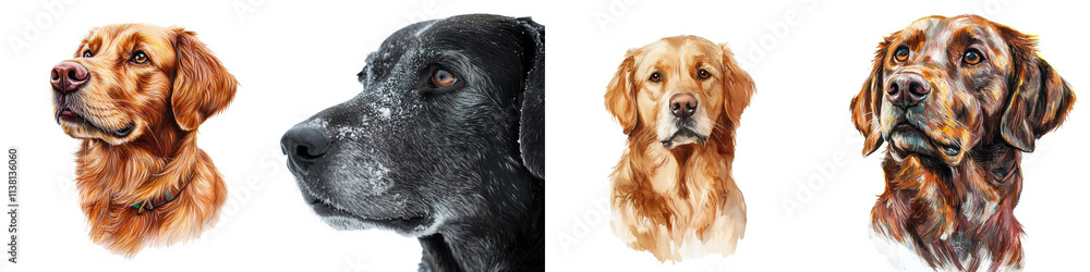 Adorable dog portraits of various breeds in outdoor and studio settings Adorable dog portraits of various breeds in outdoor and studio settings