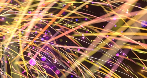 Neon streams move along cur...