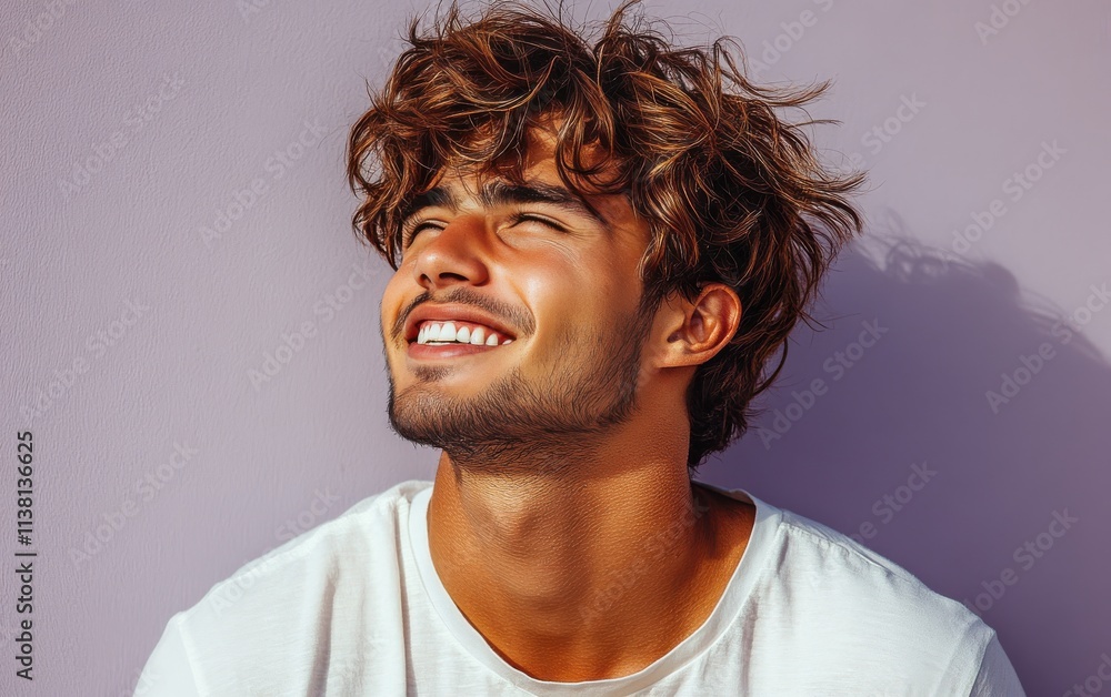 man smiling with casual clothing in color background man smiling with casual clothing in color background