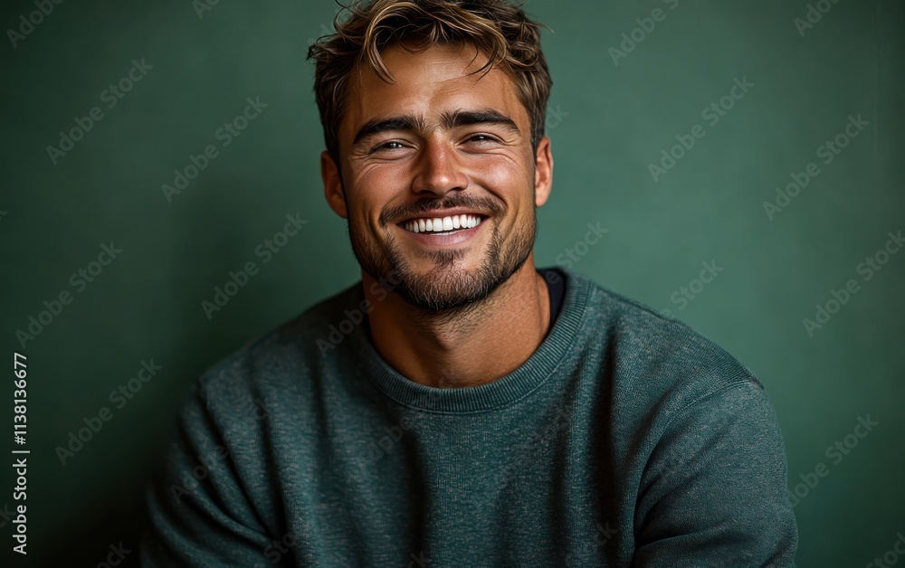 man smiling with sweatshirt in color background man smiling with sweatshirt in color background