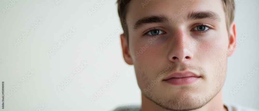 Fototapeta premium close-up of a young man with blue eyes
