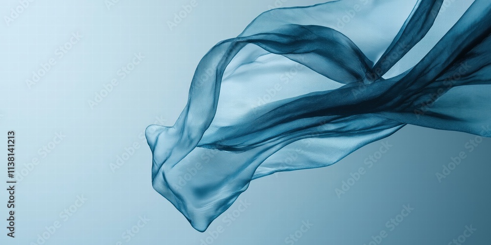 Fototapeta premium Flowing Blue Silk Fabric Background