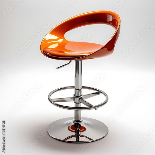 A comfortable armchair, cozy chair and stool with a plain background photo