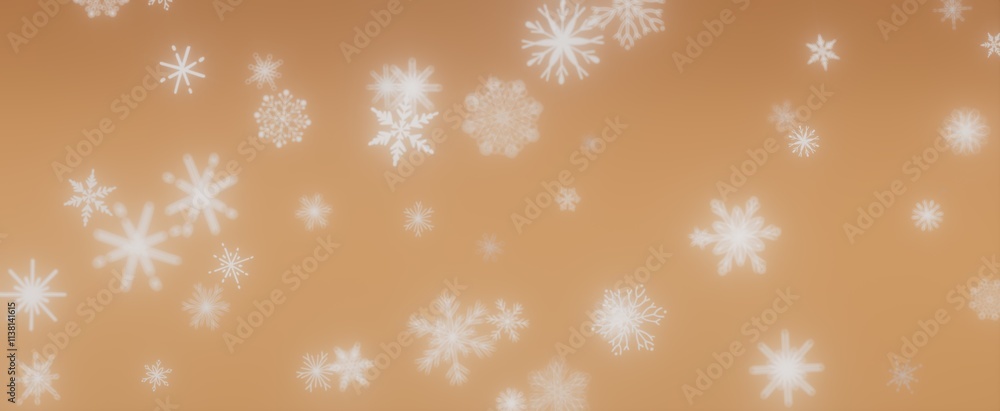 Falling Snowflakes on a Soft Tan Background Falling Snowflakes on a Soft Tan Background