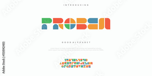 Probem minimal abstract alphabet fonts. Typography technology, electronic, movie, digital, music, future, logo creative font. vector illustration photo