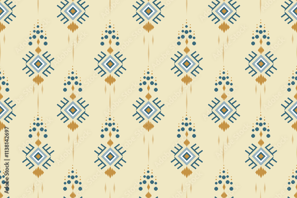 Ikat seamless pattern. Native ornament. Ethnic decor style. It Boho geometric ornament. Vector seamless pattern. Mexican blanket, rug. Woven carpet Ikat seamless pattern. Native ornament. Ethnic decor style. It Boho geometric ornament. Vector seamless pattern. Mexican blanket, rug. Woven carpet