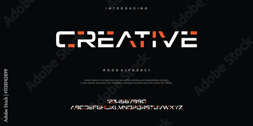 Creative abstract digital alphabet font. Minimal technology typography vector illustration