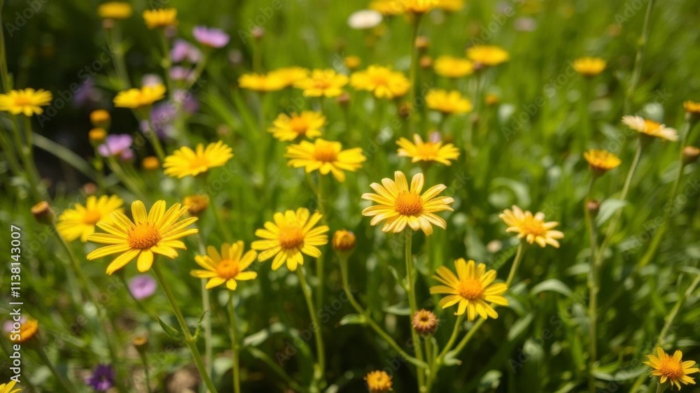 Vibrant yellow daffodil flowers standing tall in a sunlit field with a clear blue sky, bloom, fresh, sunny Vibrant yellow daffodil flowers standing tall in a sunlit field with a clear blue sky, bloom, fresh, sunny