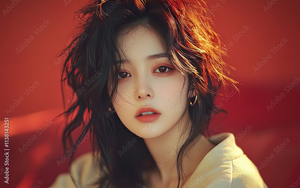 smiling beauty woman with casual sweatshirt in color background smiling beauty woman with casual sweatshirt in color background