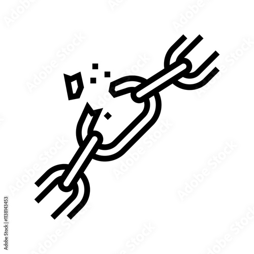 broken chain link fracture line icon vector. broken chain link fracture sign. isolated contour symbol black illustration