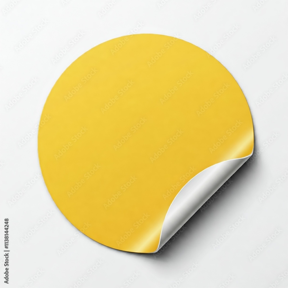 round yellow sticker mock-up, isolated on white round yellow sticker mock-up, isolated on white