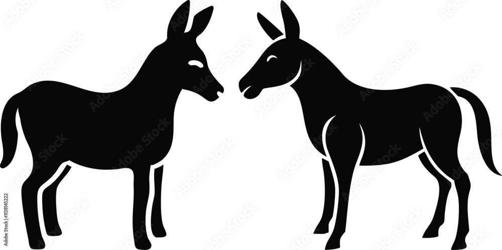Donkey icon and logo silhouette set vector art and using black color illustration design Donkey icon and logo silhouette set vector art and using black color illustration design
