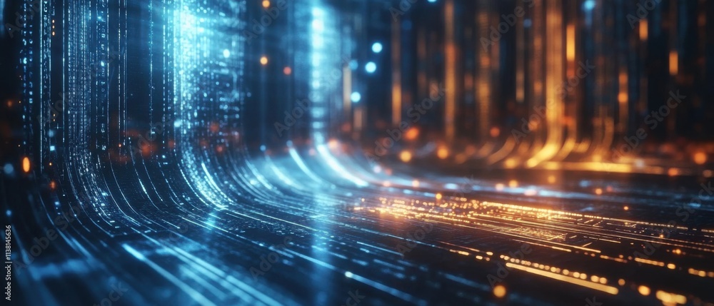 Abstract Digital Data Stream: Futuristic Technology Background with Glowing Lines Abstract Digital Data Stream: Futuristic Technology Background with Glowing Lines