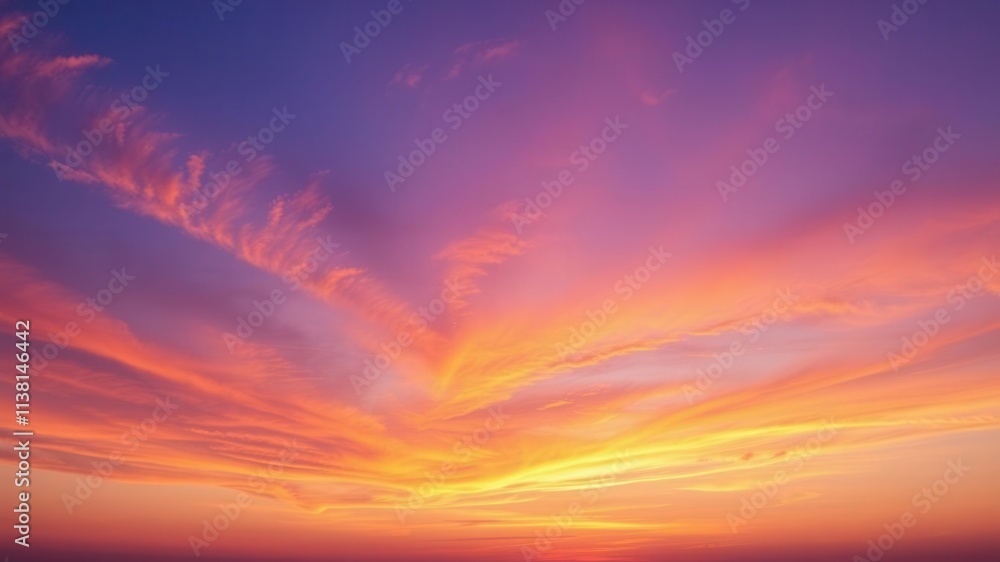 Fototapeta premium Abstract watercolor sunset sky in shades of orange and purple with a dreamy, ethereal quality, sunset, abstract