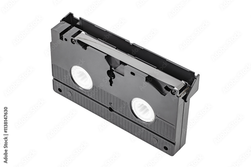 videotape VHS with the lid up, isolated on white background videotape VHS with the lid up, isolated on white background