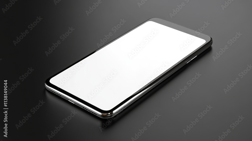 Modern Smartphone on Dark Surface with Blank Screen Modern Smartphone on Dark Surface with Blank Screen