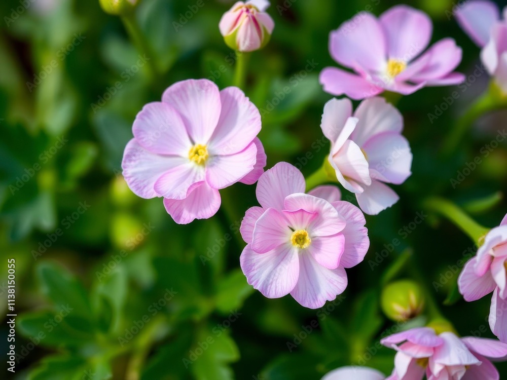 Close up of beautiful pink and white ranunculus flowers blooming, petals, vibrant, beauty Close up of beautiful pink and white ranunculus flowers blooming, petals, vibrant, beauty