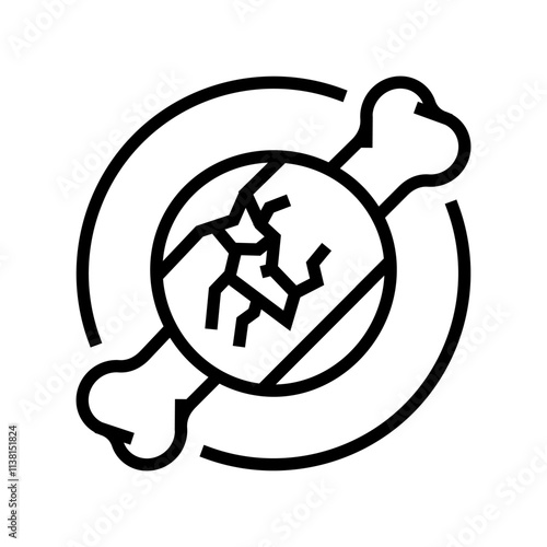 bone crack fracture injury line icon vector. bone crack fracture injury sign. isolated contour symbol black illustration